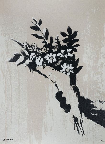 Banksy : Gross Domestic Product. Thrower (grey).  - Asta Arte Antica, Moderna e Contemporanea [Parte II] - Associazione Nazionale - Case d'Asta italiane