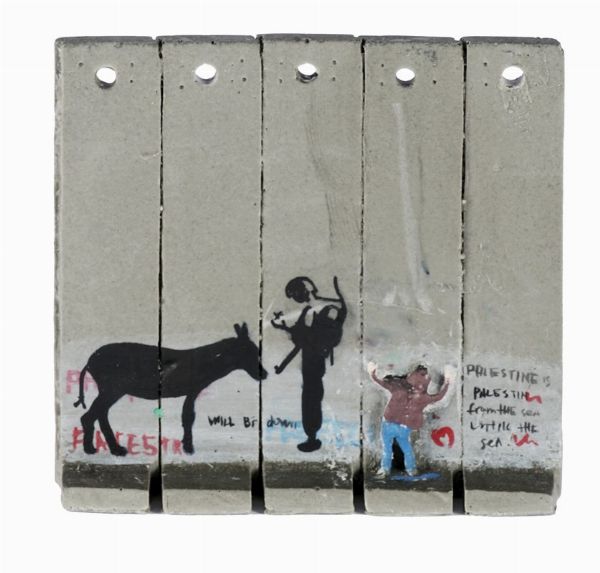 Banksy : The Walled Off Hotel. Palestine is... Five-part souvenir wall section.  - Asta Arte Antica, Moderna e Contemporanea [Parte II] - Associazione Nazionale - Case d'Asta italiane