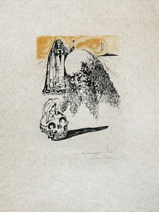 Salvador Dalì - Vieillard à la tete de mort.