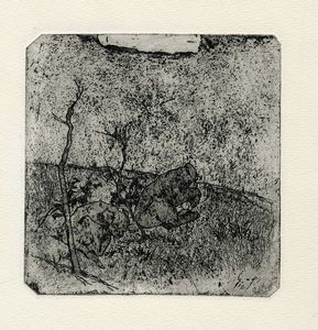 Giovanni Fattori - Paesaggio con due cani.