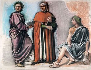 Achille Funi - Dante Alighieri, Virgilio e terza figura.