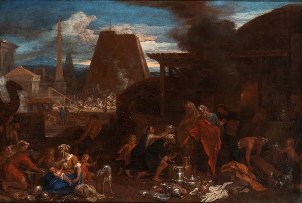 Nicolas Poussin, Seguace di : La costruzione della torre di Babele  - Asta Dipinti, disegni e sculture dal XIV al XIX secolo - Associazione Nazionale - Case d'Asta italiane
