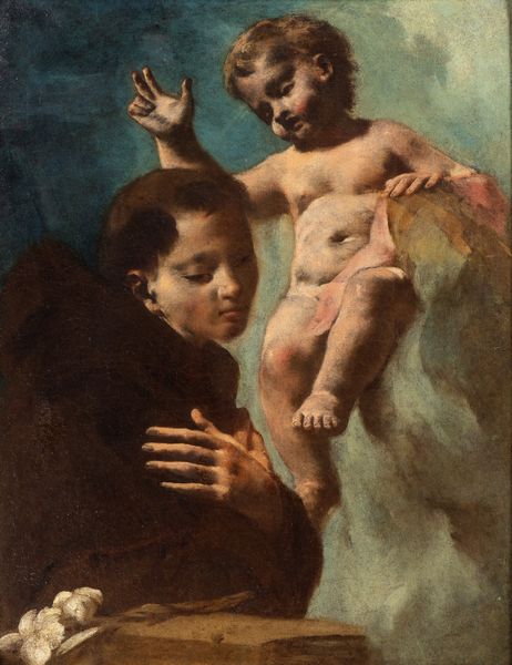 Francesco Cappella Francesco Daggiù, Attribuito a : Sant'Antonio da Padova con Gesù Bambino  - Asta Dipinti, disegni e sculture dal XIV al XIX secolo - Associazione Nazionale - Case d'Asta italiane