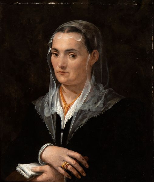 Artista fiorentino, seconda metà XVI secolo : Ritratto di dama con velo e fazzoletto  - Asta Dipinti, disegni e sculture dal XIV al XIX secolo - Associazione Nazionale - Case d'Asta italiane