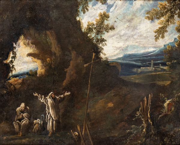 Alessandro Magnasco , Cerchia di : Paesaggio con figure  - Asta Dipinti, disegni e sculture dal XIV al XIX secolo - Associazione Nazionale - Case d'Asta italiane