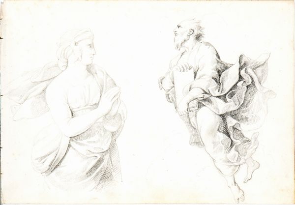 Francesco  Podesti, Attribuito a : Studio per una figura femminile in preghiera e per un Mosè  - Asta Dipinti, disegni e sculture dal XIV al XIX secolo - Associazione Nazionale - Case d'Asta italiane