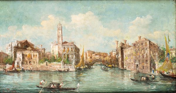 Lucia Ponga degli Ancillo : Veduta del Canal Grande con San Geremia e il ponte delle Guglie  - Asta Dipinti, disegni e sculture dal XIV al XIX secolo - Associazione Nazionale - Case d'Asta italiane