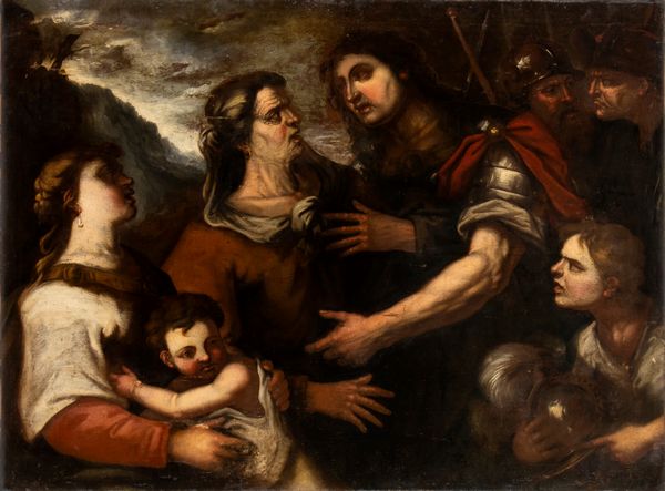 Artista genovese, XVII secolo : Scena di commiato di condottiero dalla sua famiglia  - Asta Dipinti, disegni e sculture dal XIV al XIX secolo - Associazione Nazionale - Case d'Asta italiane