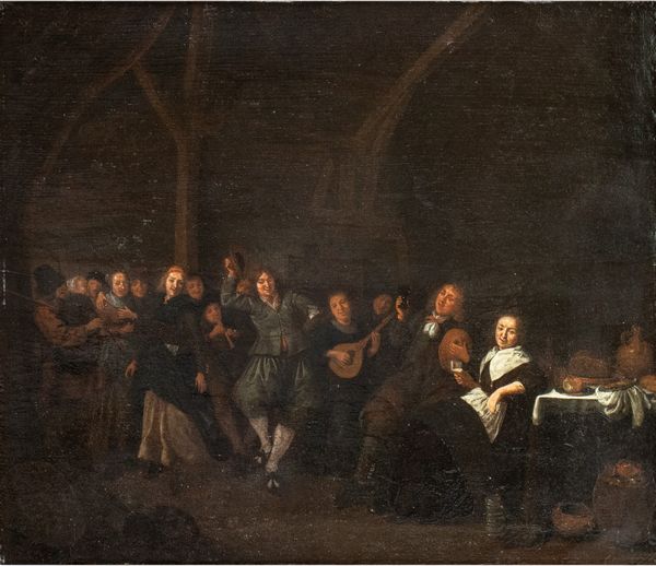 Jan Miense Molenaer : Interno con danzatori e musici  - Asta Dipinti, disegni e sculture dal XIV al XIX secolo - Associazione Nazionale - Case d'Asta italiane