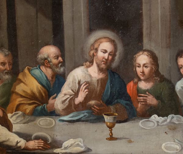 Artista emiliano, prima metà XVII secolo : Ultima cena  - Asta Dipinti, disegni e sculture dal XIV al XIX secolo - Associazione Nazionale - Case d'Asta italiane