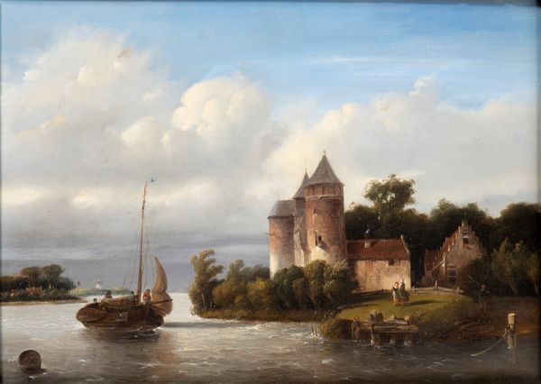 Salomon Leonardus Verveer : Paesaggio con canale, imbarcazioni e figure  - Asta Dipinti, disegni e sculture dal XIV al XIX secolo - Associazione Nazionale - Case d'Asta italiane