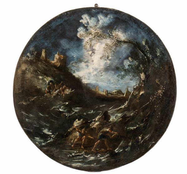Antonio Francesco Peruzzini, Ambito di : Serie di quattro tondi raffiguranti paesaggi fluviali con figure ed edifici  - Asta Dipinti, disegni e sculture dal XIV al XIX secolo - Associazione Nazionale - Case d'Asta italiane