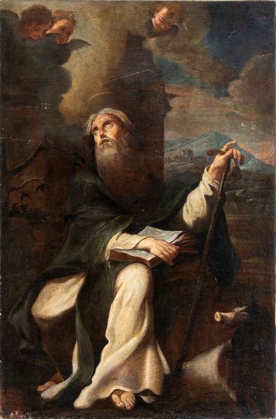 Scuola napoletana, prima metà XVIII secolo : Sant'Antonio Abate  - Asta Dipinti, disegni e sculture dal XIV al XIX secolo - Associazione Nazionale - Case d'Asta italiane