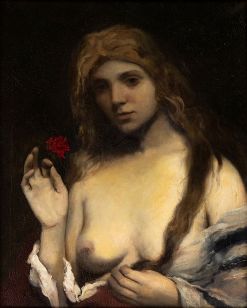 Artista italiano, XIX secolo : Donna con rosa  - Asta Dipinti, disegni e sculture dal XIV al XIX secolo - Associazione Nazionale - Case d'Asta italiane