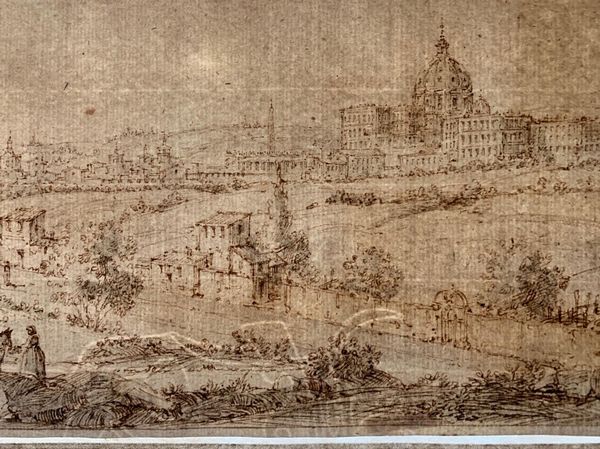 Gaspar  van Wittel , Seguace di : Veduta di Roma da Prati di Castello  - Asta Dipinti, disegni e sculture dal XIV al XIX secolo - Associazione Nazionale - Case d'Asta italiane