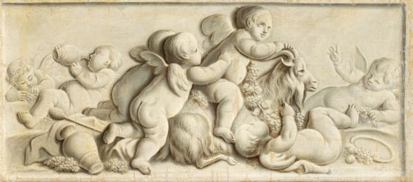 Artista francese, seconda metà XVIII secolo : La capra Amaltea  - Asta Dipinti, disegni e sculture dal XIV al XIX secolo - Associazione Nazionale - Case d'Asta italiane