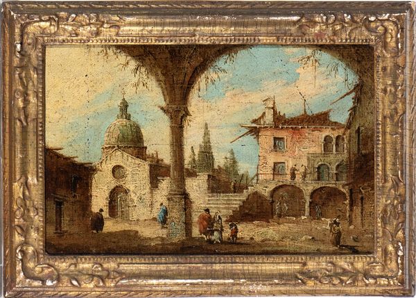 Francesco Guardi (Venezia, 1712 - 1793), Seguace di : Capriccio lagunare  - Asta Dipinti, disegni e sculture dal XIV al XIX secolo - Associazione Nazionale - Case d'Asta italiane