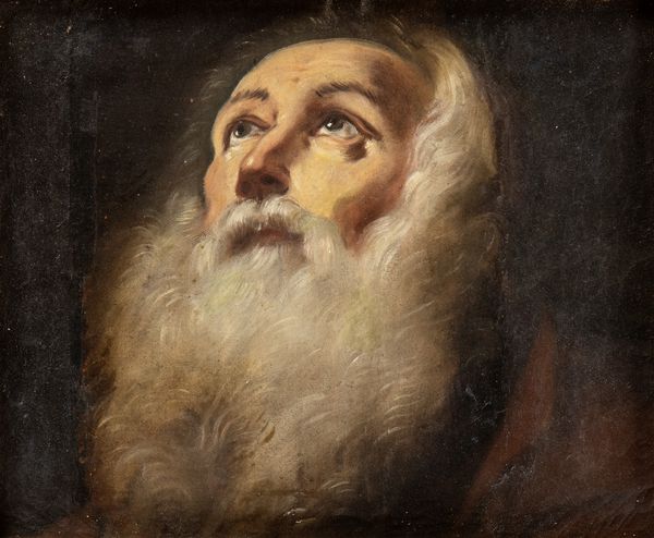 Artista emiliano, XVII secolo : Testa di vecchio con barba  - Asta Dipinti, disegni e sculture dal XIV al XIX secolo - Associazione Nazionale - Case d'Asta italiane