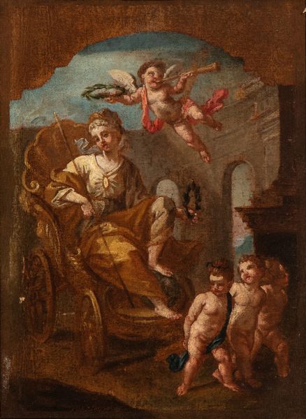 Clemente Ruta, Attribuito a : Trionfo della Virtù condotta da Poesia, Pittura e Musica e incoronata dalla Fama  - Asta Dipinti, disegni e sculture dal XIV al XIX secolo - Associazione Nazionale - Case d'Asta italiane
