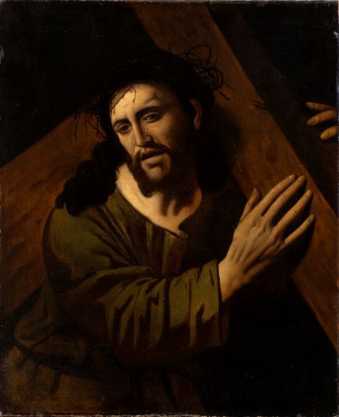 Artista spagnolo, XVII secolo : Cristo portacroce  - Asta Dipinti, disegni e sculture dal XIV al XIX secolo - Associazione Nazionale - Case d'Asta italiane