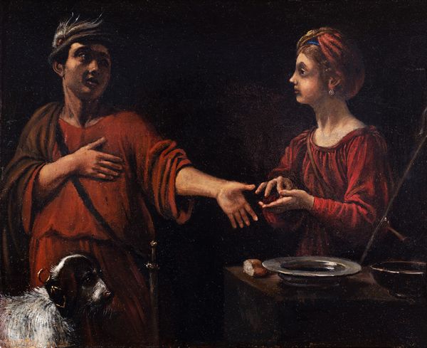 artista caravaggesco centro-italiano, prima metà XVII secolo : La buona ventura  - Asta Dipinti, disegni e sculture dal XIV al XIX secolo - Associazione Nazionale - Case d'Asta italiane