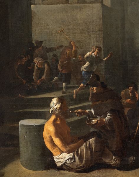 Johannes Lingelbach, Attribuito a : Opera di Misericordia o dar da mangiare agli affamati  - Asta Dipinti, disegni e sculture dal XIV al XIX secolo - Associazione Nazionale - Case d'Asta italiane