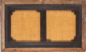 Artista veneto, XVIII secolo : Capriccio costiero con ruderi, figure e l'isola di San Giorgio sullo sfondo  - Asta Dipinti, disegni e sculture dal XIV al XIX secolo - Associazione Nazionale - Case d'Asta italiane