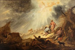 Artista olandese, prima metà XVII secolo - Annuncio ai pastori