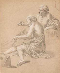 Artista napoletano, XVIII secolo - Coppia di mendicanti