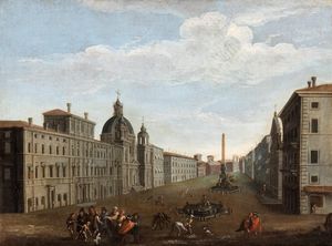 Artista attivo a Roma, XVIII secolo - Veduta di piazza Navona