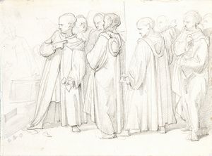 Alessandro Guardassoni - Studio preparatorio per le figure di destra del dipinto Pier Capponi lacera i patti imposti da Carlo VIII