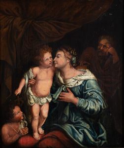 Artista fiammingo, prima metà XVII secolo - Sacra Famiglia con San Giovannino