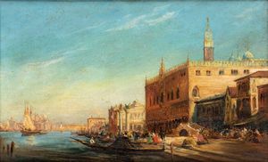 Artista francese, seconda metà XIX secolo - Veduta del bacino di San Marco