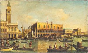 Artista veneto, XIX - XX secolo - Veduta di Palazzo Ducale dal Canal Grande