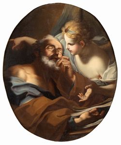 Artista emiliano, XVIII secolo - San Matteo e l'angelo