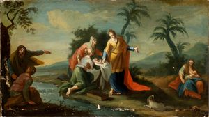 Artista veneto, XVIII secolo - MosÃ¨ salvato dalle acque