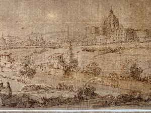 Gaspar  van Wittel , Seguace di : Veduta di Roma da Prati di Castello  - Asta Dipinti, disegni e sculture dal XIV al XIX secolo - Associazione Nazionale - Case d'Asta italiane