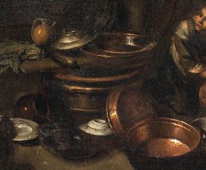 Gian Domenico Valentino, Attribuito a : Venditrice di suppellettili di rame  - Asta Dipinti, disegni e sculture dal XIV al XIX secolo - Associazione Nazionale - Case d'Asta italiane