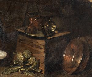 Gian Domenico Valentino, Attribuito a : Venditrice di suppellettili di rame  - Asta Dipinti, disegni e sculture dal XIV al XIX secolo - Associazione Nazionale - Case d'Asta italiane