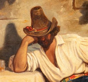 Artista nord-europeo attivo a Roma, XIX secolo : Famiglia di contadini al desco  - Asta Dipinti, disegni e sculture dal XIV al XIX secolo - Associazione Nazionale - Case d'Asta italiane