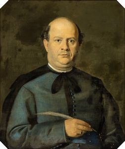 Artista italiano, XIX secolo - Ritratto di prelato dell'ordine di Sant'Ambrogio
