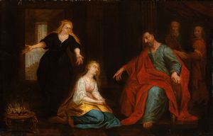 Artista italiano, XIX secolo - Cristo in casa di Marta e Maria