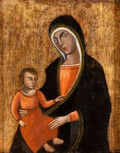 Scuola senese, XIV secolo, nei modi di - Madonna con Bambino