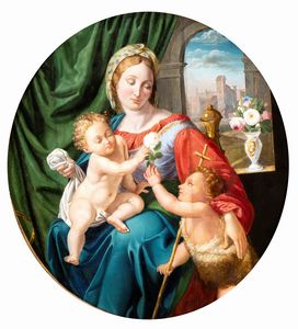 Raffaello Sanzio, Seguace di - Madonna col Bambino e San Giovannino