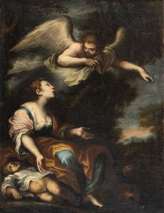 Scuola Napoletana, seconda metà XVII secolo - Agar e Ismaele nel deserto confortati dall'angelo