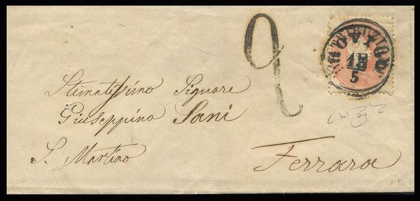 1862, Lombardo Veneto, lettera da Rovigo per Ferrara del 13 maggio 1862  - Asta Filatelia - Associazione Nazionale - Case d'Asta italiane