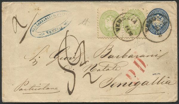 1865, Lombardo Veneto, Intero Postale da 10 soldi  - Asta Filatelia - Associazione Nazionale - Case d'Asta italiane