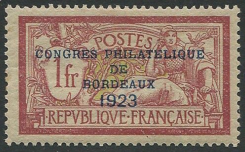 1923, Francia, “Congresso di Bordeaux”  - Asta Filatelia - Associazione Nazionale - Case d'Asta italiane
