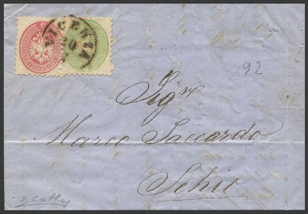 1866, Terza guerra d'Indipendenza, lettera da Vicenza per Schio del 20 luglio 1866  - Asta Filatelia - Associazione Nazionale - Case d'Asta italiane