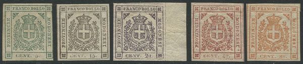1859, Modena, Governo Provvisorio, 5 valori:  - Asta Filatelia - Associazione Nazionale - Case d'Asta italiane